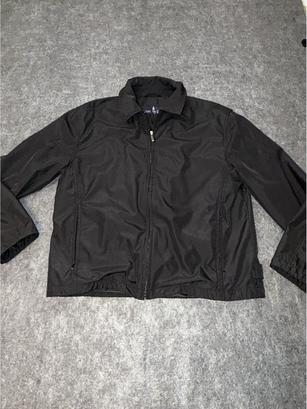 London Fog Men’s Medium Black Zip Bomber Jacket Lightweight Polyester